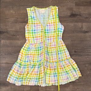 Swoon Boutique Yellow and Blue V-Neck Midi Sundress